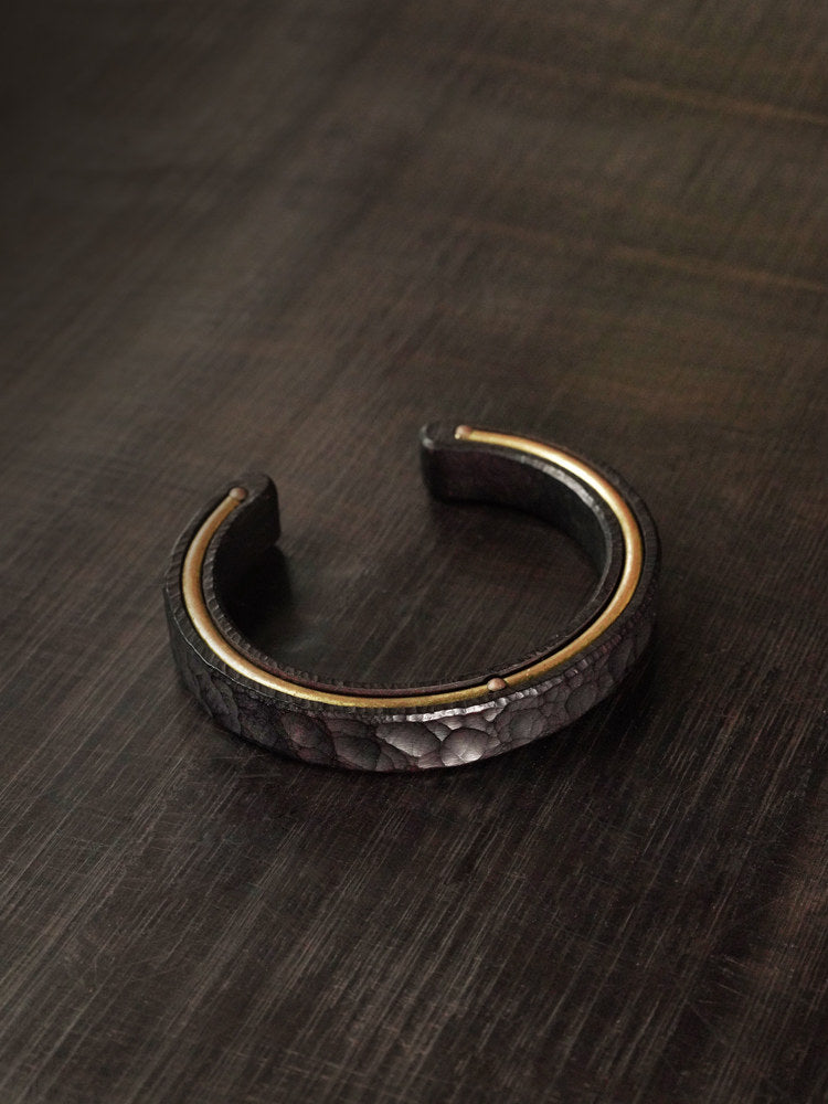 Ebony Wood Open Bangle – Handmade Ethnic Vintage Brass Bracelet Unisex