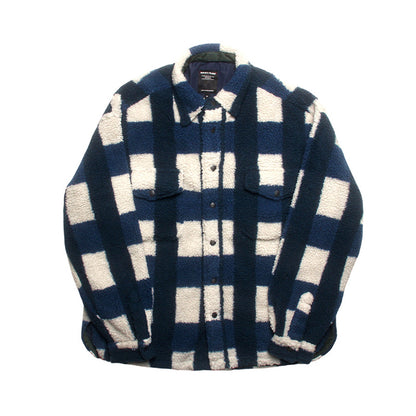 Japanese Vintage Plaid Sherpa Lined Shirt Jacket – Heavy Oversized Fleece Coat