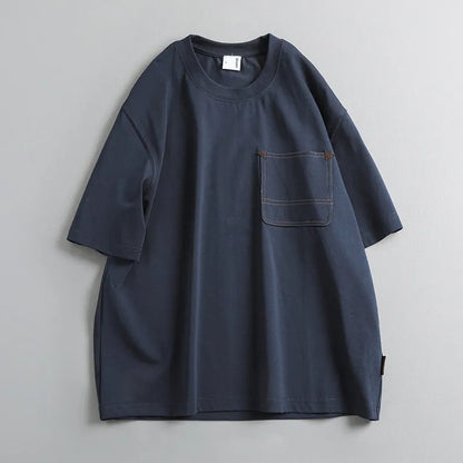 Japanese Retro Leather Label Quick-Dry Short-Sleeve T-Shirt – Cool Sunscreen Cotton Blend Men’s – Japanese vintage | yamalin clothes | Yamalinclothes
