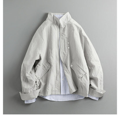 Japanese Outdoor Lightweight Stand Collar Cropped Jacket – Loose Silhouette Spring Jacket for Men – Japanese vintage | yamalin clothes | Yamalinclothes