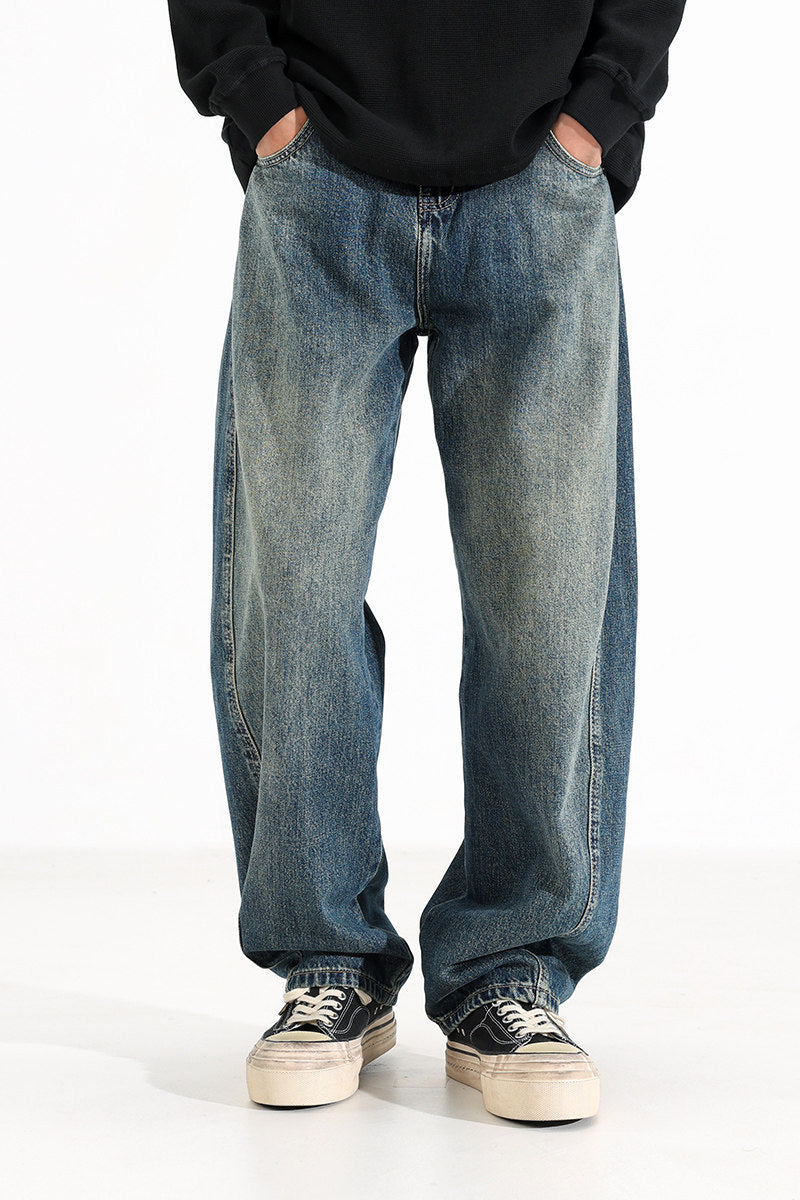 Curved-Leg Jeans – Vintage Wash & Baggy Fit | Yamalinclothes