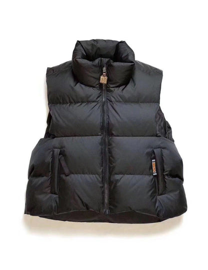 Thickened Down Vest – Vintage Stand Collar Loose Padded Unisex – Vests | japanese streetwear | vintage workwear | unisex | Yamalinclothes