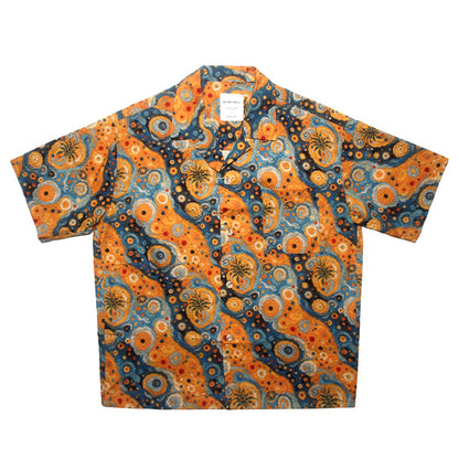 Seersucker Cuban Collar Printed Shirt – Men's Vintage Beach Short Sleeve