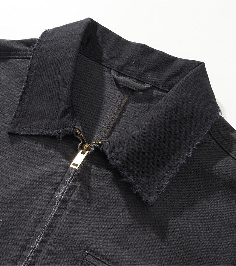 Detroit Vintage Heavy Cotton Cargo Jacket Men – American Workwear Lapel Barn Coat | Japanese vintage | yamalin clothes | Yamalinclothes