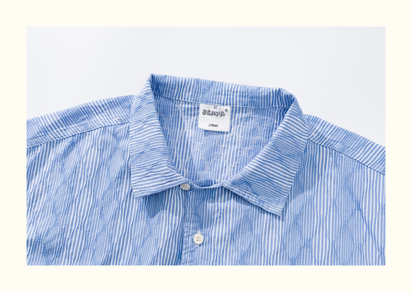 Diamond Texture Striped Short Sleeve Shirt – Loose Unisex Casual Summer