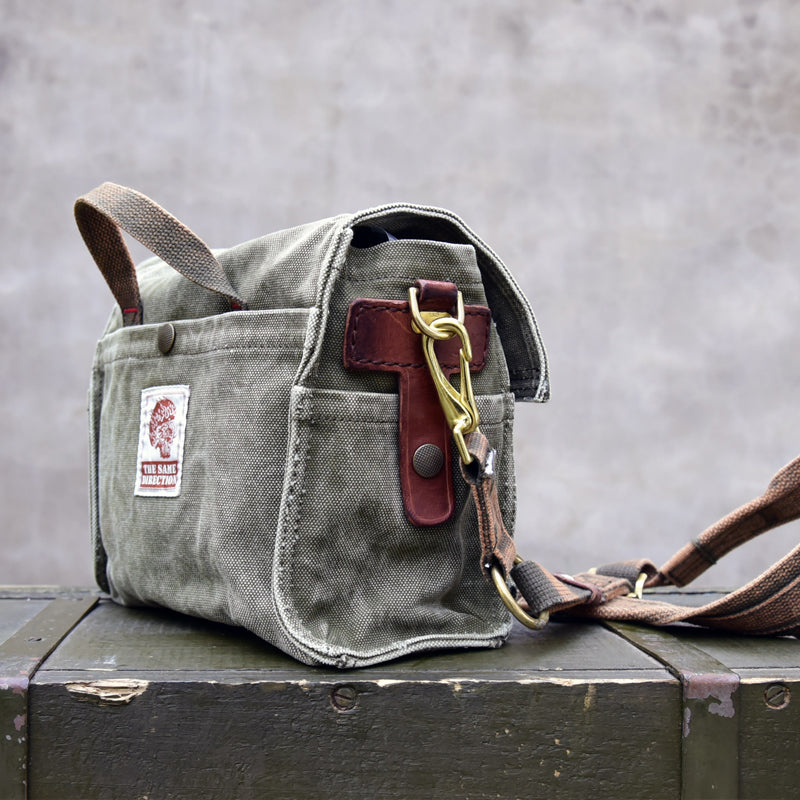 Vintage Washed Canvas Messenger Bag – Military Workwear Crossbody Satchel | Japanese vintage | yamalin clothes | Yamalinclothes