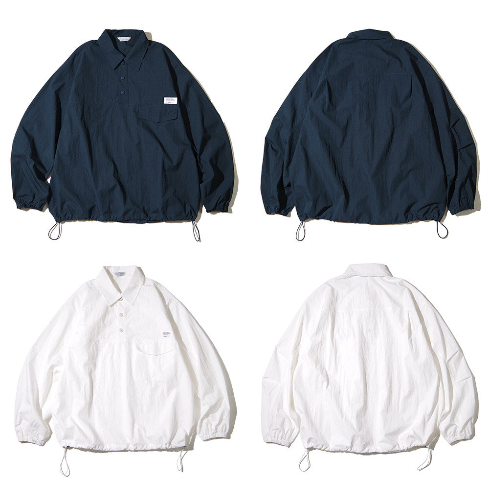 Japanese Retro Drop Shoulder Polo Long Sleeve Shirt – Loose Unisex Casual Top – Japanese vintage | yamalin clothes | Yamalinclothes