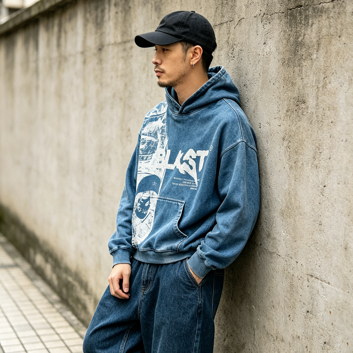 Y2K Hoodie - Yamalin American Street Style Retro Letter Print Hooded Sweatshirt Men Loose Casual Blue Streetwear Top – Japanese vintage | fall outfits 2026 | fall winter outfits | classy winter outfits | lazy comfy outfits | japanese streetwear | vintage workwear | yamalin clothes | Yamalinclothes