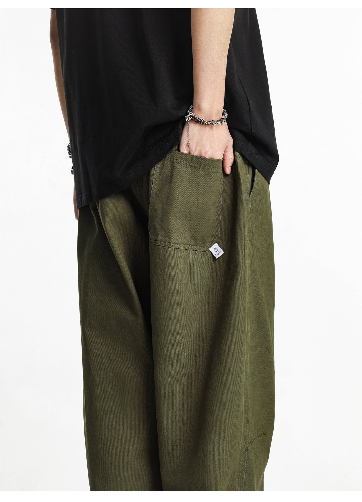 Paratrooper Cargo Pants – Loose Straight Drawstring Casual Trousers Men