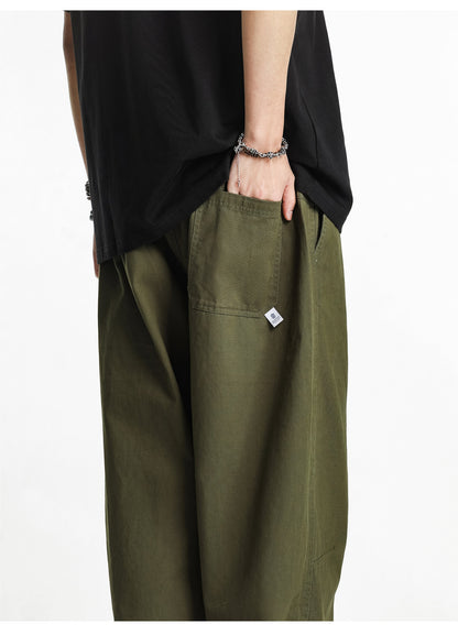 Paratrooper Cargo Pants – Loose Straight Drawstring Casual Trousers Men