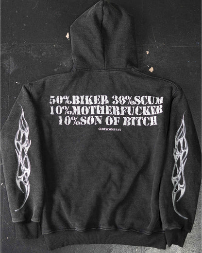 Washed Distressed Cropped Hoodie – Oversized Hip Hop Streetwear Sweatshirt