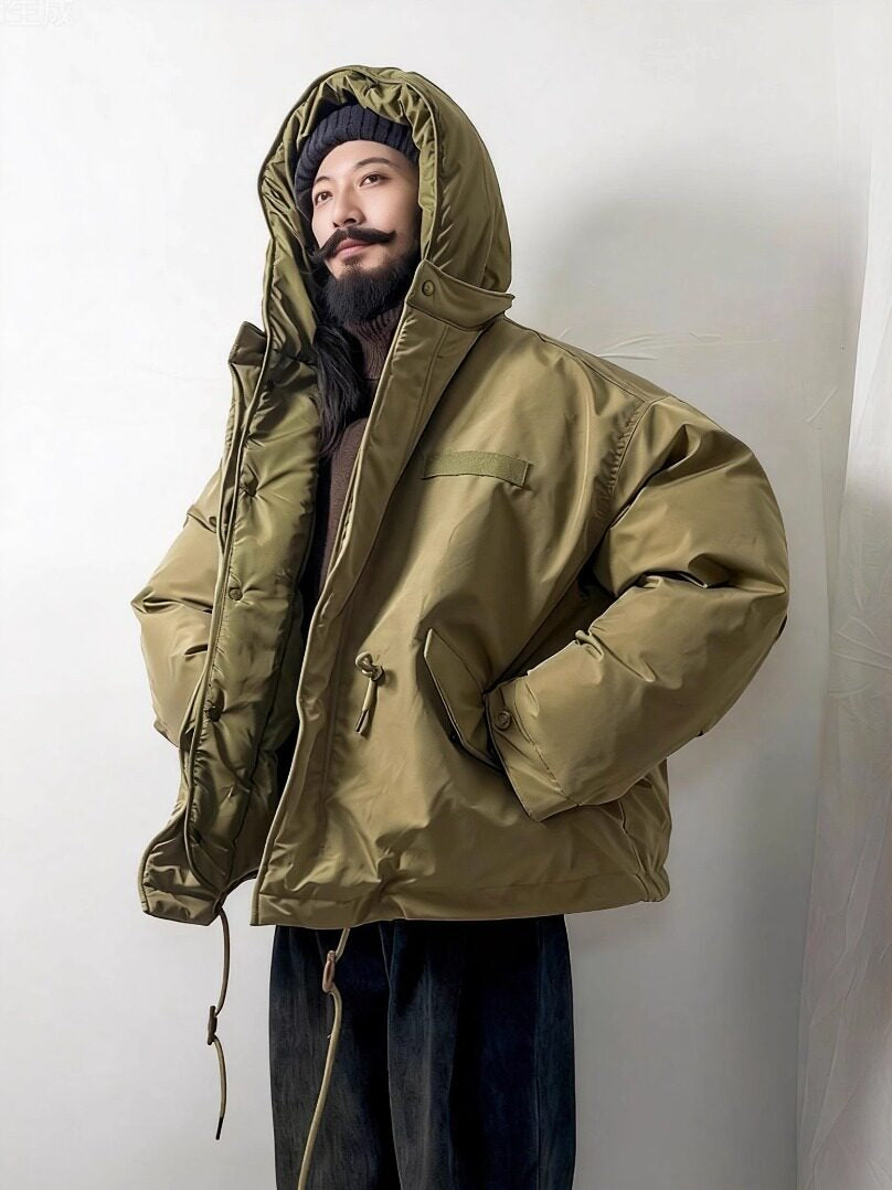 Hooded Padded Jacket – Oversized Drawstring Fit | Yamalinclothes