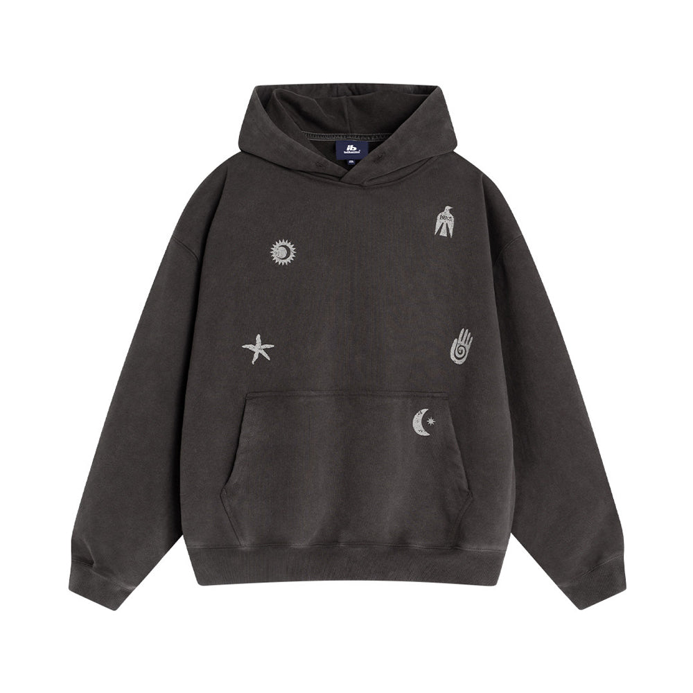 Graphic Hoodie – Washed Finish & Symbol Prints | Yamalinclothes