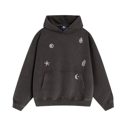 Graphic Hoodie – Washed Finish & Symbol Prints | Yamalinclothes