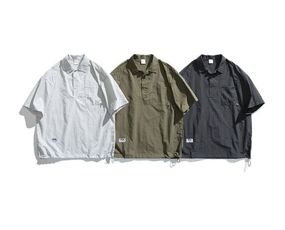 Japanese Retro Quick-Dry Short-Sleeve Shirt – Relaxed Unisex Outdoor Nylon Tee