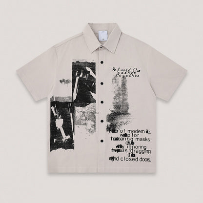 American Vintage Print Short Sleeve Shirt – Loose Unisex Streetwear