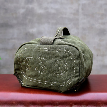 حقيبة كتف واحدة قماش سميك صناعة ثقيلة للرجال، حقيبة كروس عتيقة، حقيبة كاجوال، حقيبة صدر بنمط عسكري 8453