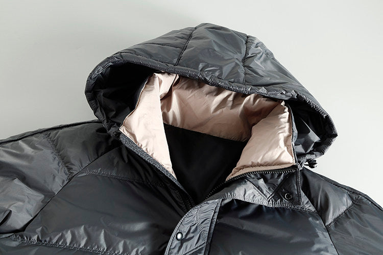 Short Hooded White Duck Down Jacket – Warm Loose Unisex – Coats Jackets | japanese streetwear | vintage workwear | unisex | Yamalinclothes