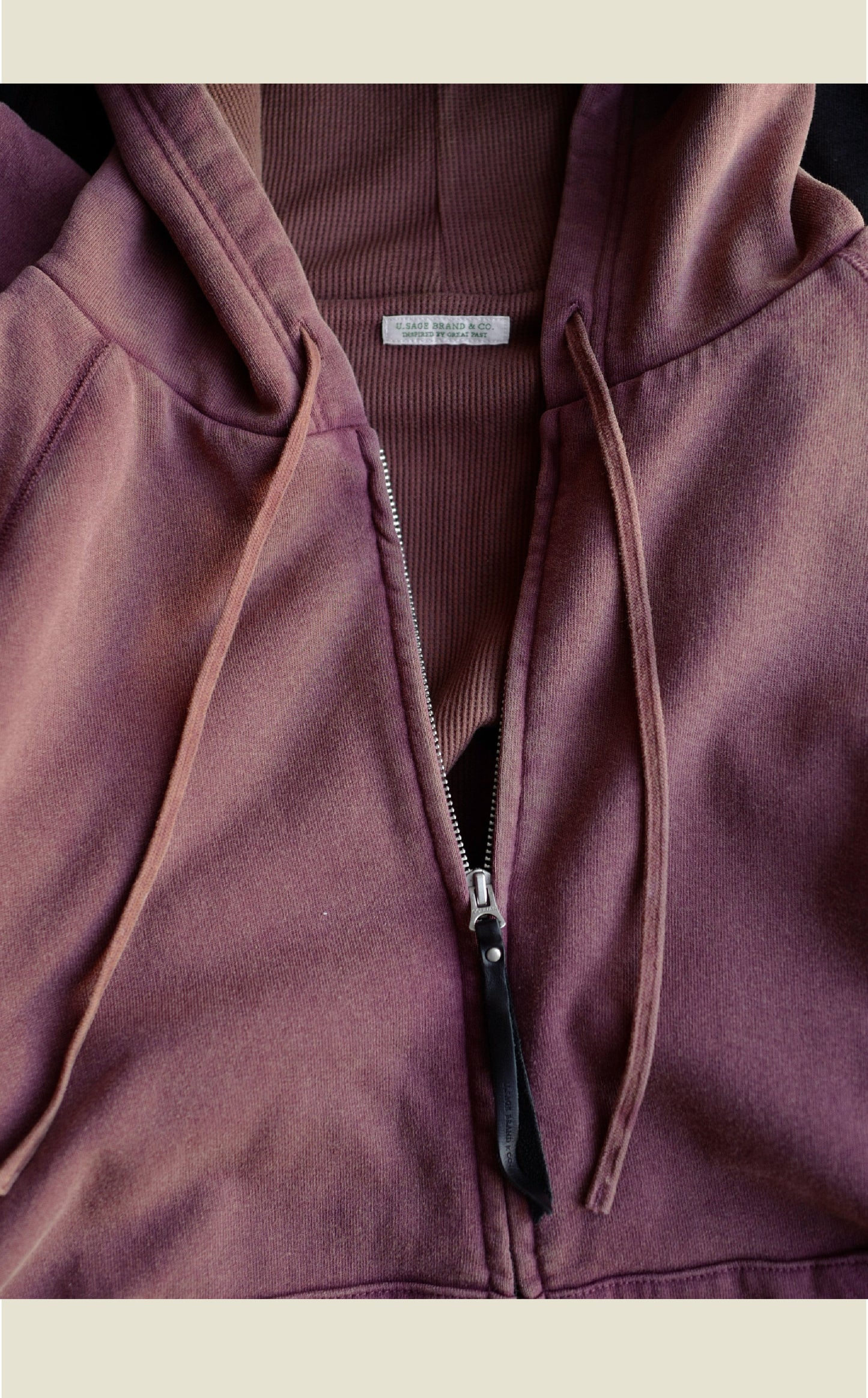 SS26 USAGE VTG Zip Hoodie - Yamalin Heavy Antique Woven Sweatshirt Washable Double Hoodie