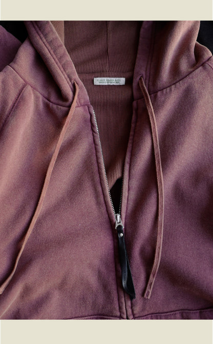 SS26 USAGE VTG Zip Hoodie - Yamalin Heavy Antique Woven Sweatshirt Washable Double Hoodie