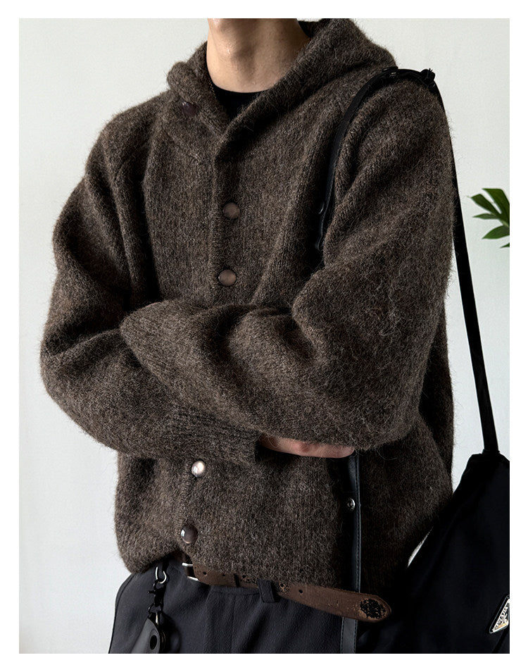 Heavyweight Hooded Knit Sweater – Wool Blend Unisex Cropped