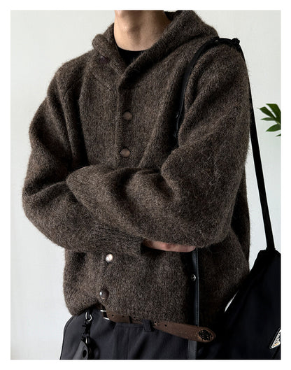 Heavyweight Hooded Knit Sweater – Wool Blend Unisex Cropped