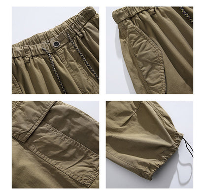 Heavyweight Washed Cargo Pants – Loose Straight Leg Men's Workwear Trousers