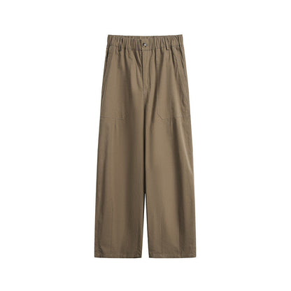 Cotton Work Pants – Elastic Waist & Wide Straight Leg | Yamalinclothes