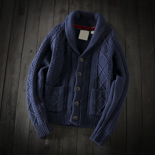 X05 Export Europe and America foreign trade original order tail goods cut label autumn and winter men's wool sweater cardigan sweater outer fashion