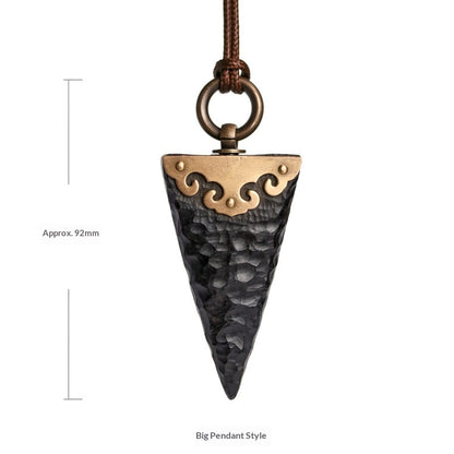Handmade Ebony Wood Pendant Necklace – Vintage Unisex Sweater Chain