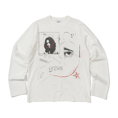 Graphic Print Oversized Long-Sleeve T-Shirt – Unisex Cotton Blend Base Layer Top