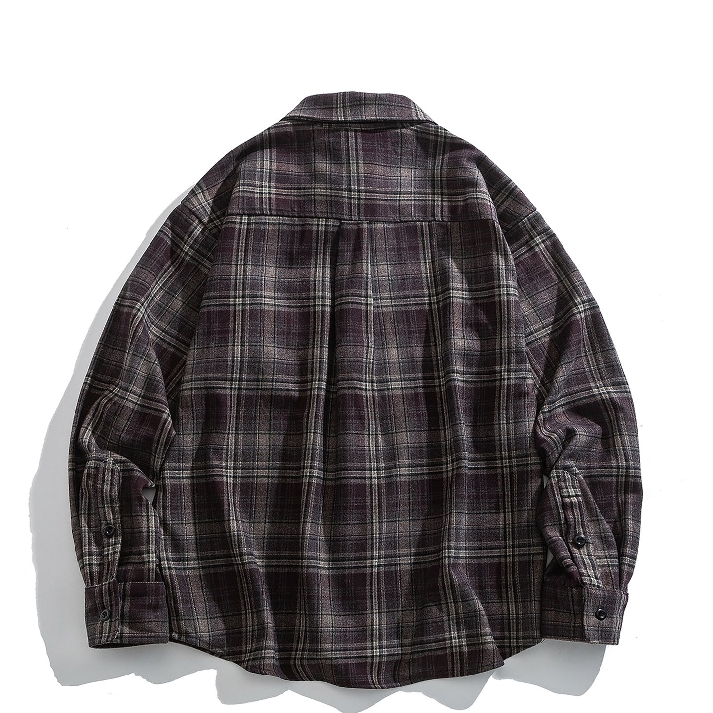 Japanese Vintage Large Plaid Wool-Blend Long-Sleeve Shirt – Oversized Unisex