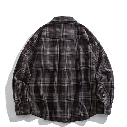 Japanese Vintage Large Plaid Wool-Blend Long-Sleeve Shirt – Oversized Unisex
