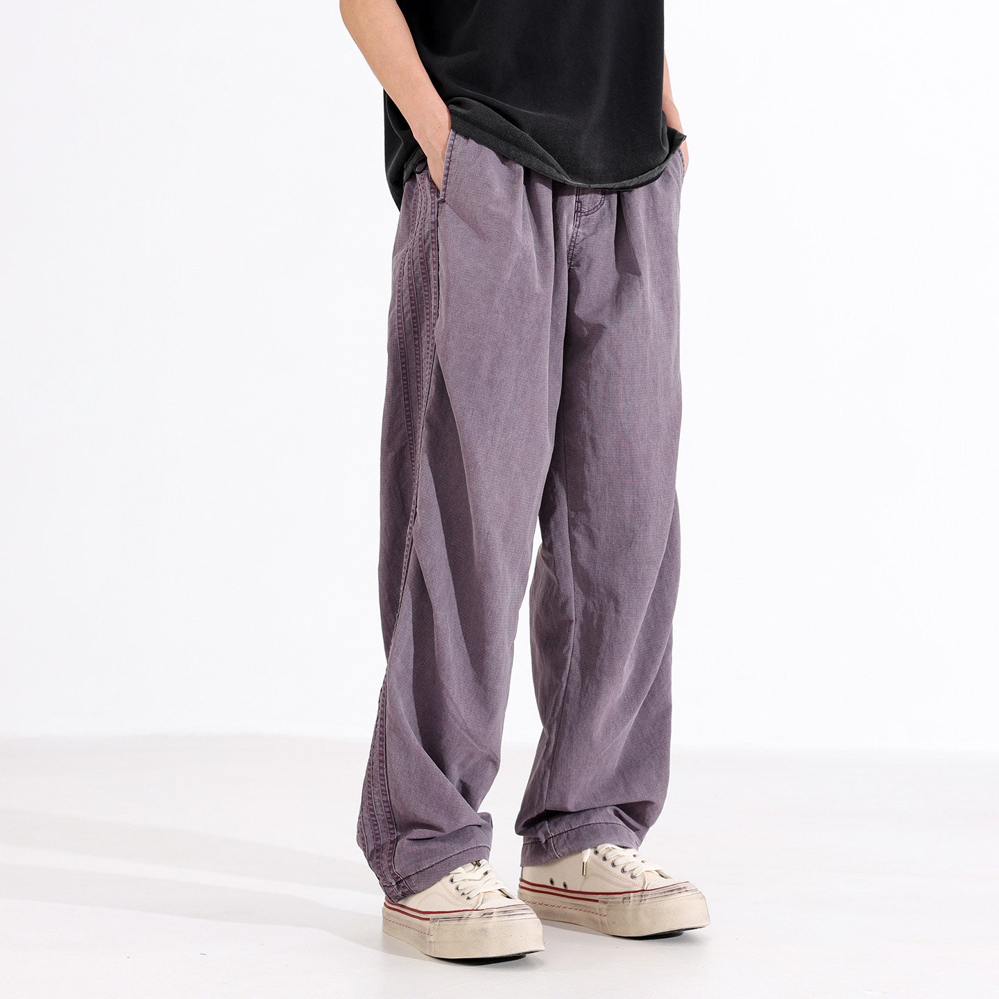 Matte Distressed Paratrooper Pants – 125g Ripstop Nylon Lightweight Wide Leg Summer Cargo for Men | Japanese vintage | yamalin clothes | Yamalinclothes
