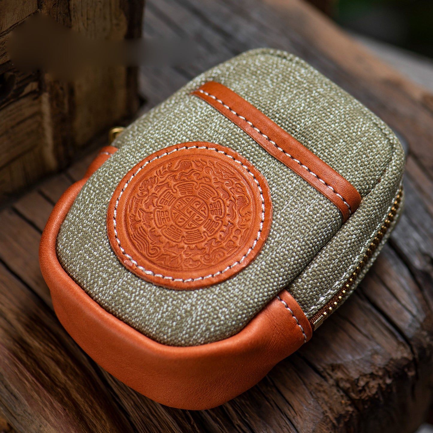 Handmade Cowhide Canvas Pouch – Vintage Leather Cigarette Case & Coin Purse