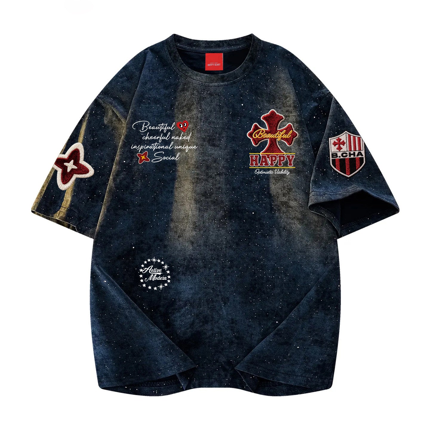 Tie-Dye Starry Cotton Crewneck T-Shirt – Loose Unisex Summer Tee
