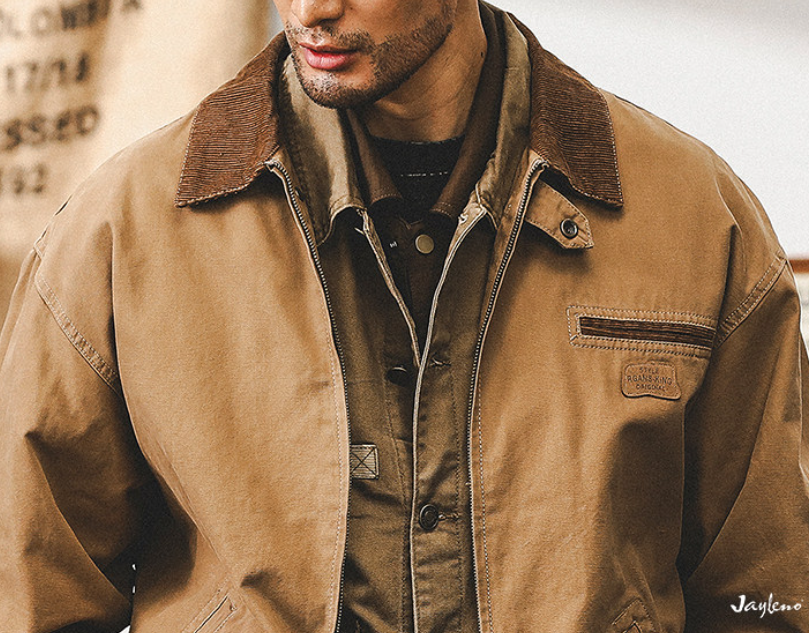 American retro Detroit jacket men's spring trendy tough guy overalls Ami Kaji vintage coat men's spring and autumn style | Japanese vintage | yamalin clothes | Yamalinclothes