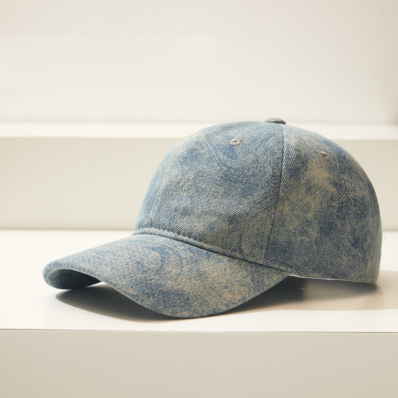 Blue washed denim baseball hat women's spring and summer street outing, versatile sunscreen shade cap, small face – cap | japanese streetwear | vintage workwear | unisex | Yamalinclothes