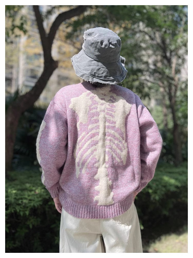 Japanese retro bone knitted sweater pullover