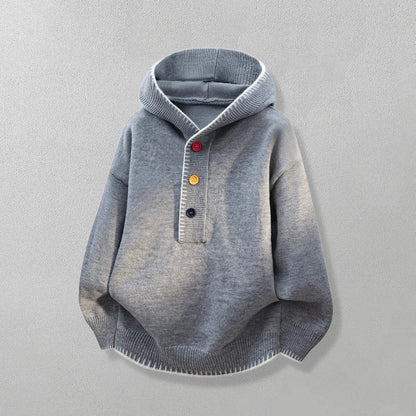 Color-Block Hooded Knit Jacket – Loose Button-Up Men – Japanese vintage | yamalin clothes | Yamalinclothes