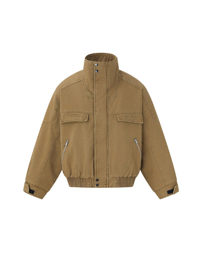 Washed Cargo Flight Jacket – Vintage Drop-Shoulder Oversized Unisex