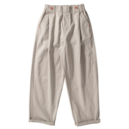 Wide-Leg Cotton Pants – Pleated Elastic Waist | Yamalinclothes | Vintage workwear outfit