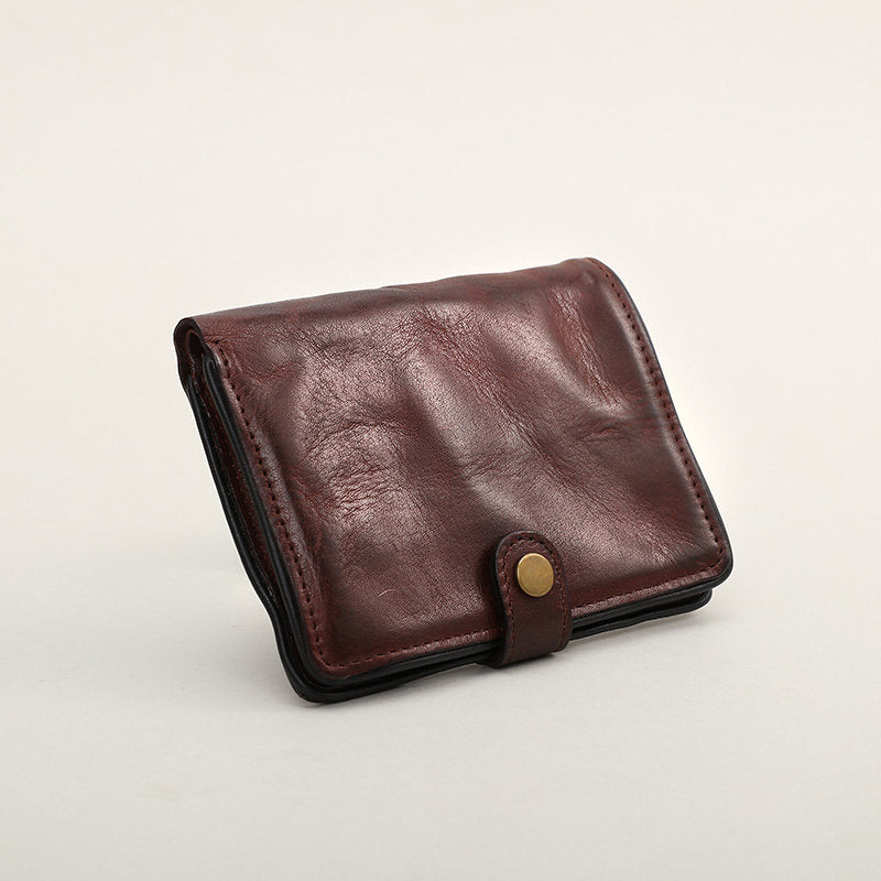 Vegetable Tanned Leather Bifold Wallet – Handmade Retro Card Holder – Japanese vintage | yamalin clothes | Yamalinclothes