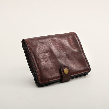 Vegetable Tanned Leather Bifold Wallet – Handmade Retro Card Holder – Japanese vintage | yamalin clothes | Yamalinclothes