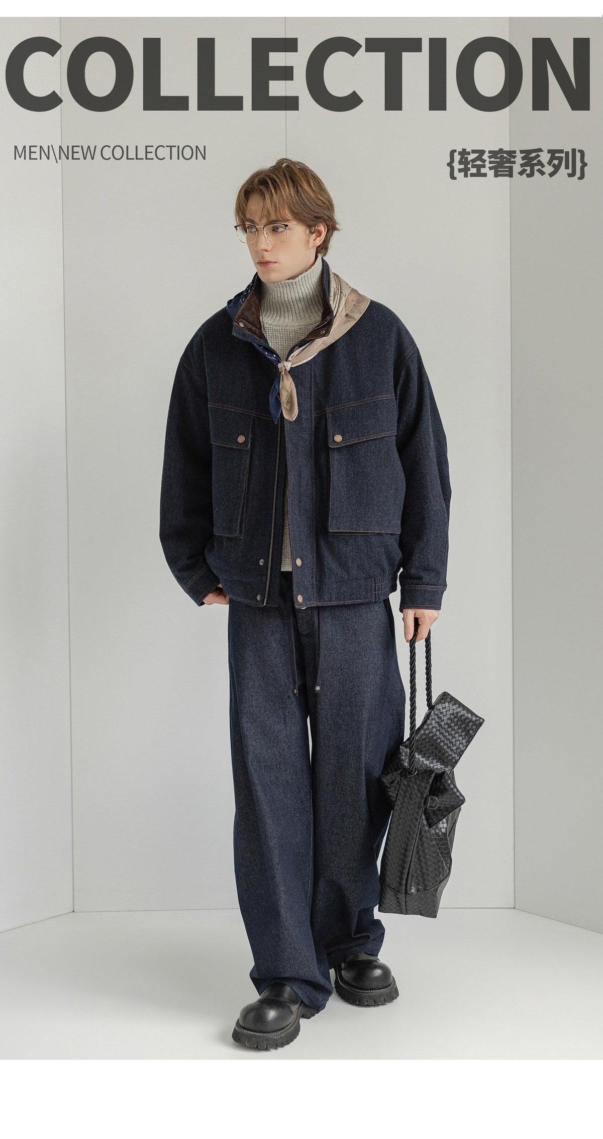 White Duck Down Denim Stand-Collar Jacket – American Vintage Loose Unisex – Coats Jackets | japanese streetwear | vintage workwear | unisex | Yamalinclothes
