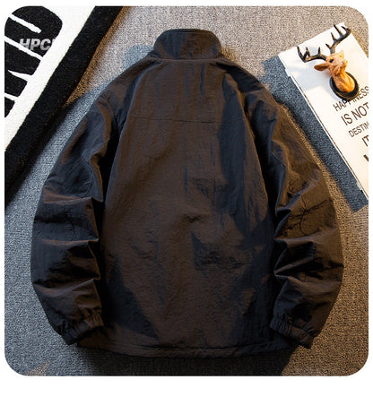 Fleece Thickened Reversible Stand Collar Jacket – Warm Unisex Autumn Winter