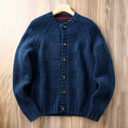 100% Wool Knit Cardigan – Heavyweight Old-School Workwear Men – Japanese vintage | yamalin clothes | Yamalinclothes
