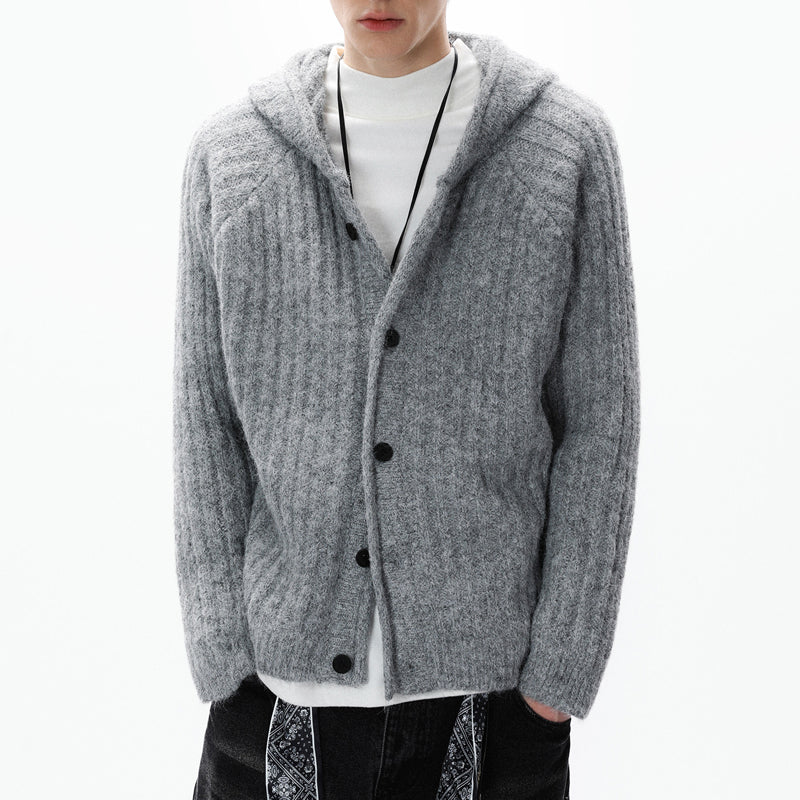 American Vintage Striped Hoodie Cardigan – Chunky Knit Men – Japanese vintage | yamalin clothes | Yamalinclothes