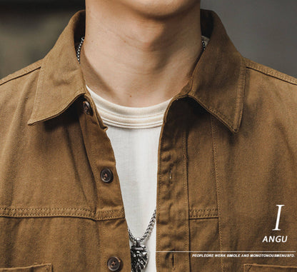 American cargo shirt jacket jacket men's 2026 fall/winter new loose Japanese retro casual long-sleeved shirt | Japanese vintage | yamalin clothes | Yamalinclothes