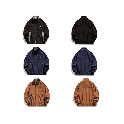 Corduroy Jacket – Contrast Stand Collar & Pocket Trim | Yamalinclothes
